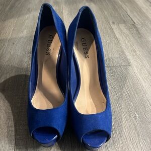 Guess Royal Blue Peep Toe Heels